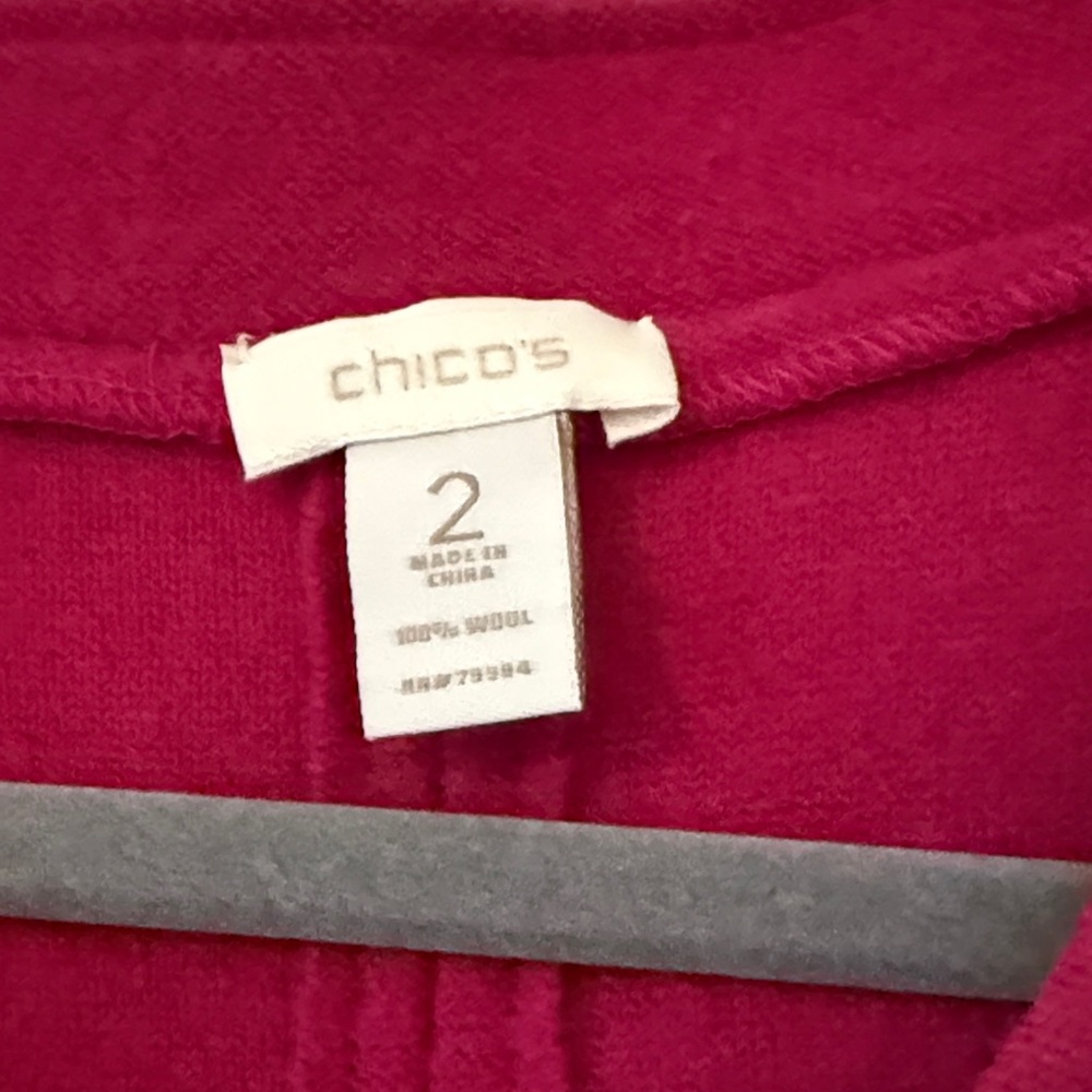 Chico's Raspberry Toggle Short-Sleeve Cardigan - Picture 2 of 5